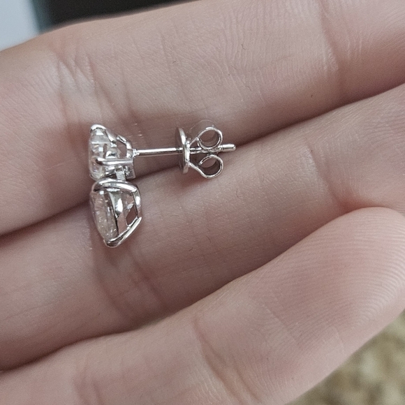 GRA Certified Heart Cut Moissanite Drop Earrings 3/6cttw - Picture 7 of 8